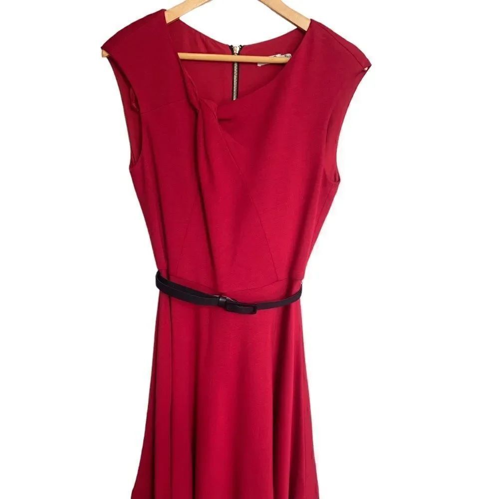ELIZA J Red Belted Twist Knot Sleeveless Mini Dress Size 12
